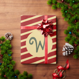 金ゴールドとストライプ赤カスタムクリスマスユニーク ラッピングペーパー