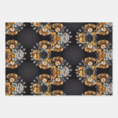 金ゴールドとスリバ結婚ーのギフトラッピング紙シート ラッピングペーパーシート (正面3)