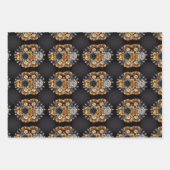 金ゴールドとスリバ結婚ーのギフトラッピング紙シート ラッピングペーパーシート (正面2)