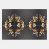 金ゴールドとスリバ結婚ーのギフトラッピング紙シート ラッピングペーパーシート (正面3)