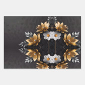 金ゴールドとスリバ結婚ーのギフトラッピング紙シート ラッピングペーパーシート (正面2)