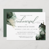 金ゴールドとセージの緑の水色 招待状 (正面/裏面)