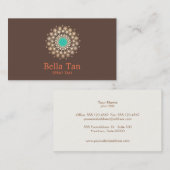 金ゴールドとターコイズサンスプレータントロピカルブラウン 名刺 (正面/裏面)