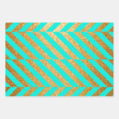 金ゴールドとターコイズデザイン ラッピングペーパーシート (正面3)