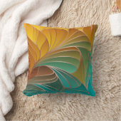 金ゴールドとターコイズ花びらニューアールヌーボースローPi クッション (ブランケット)