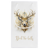 金ゴールドとダイヤモンドのキラキラ色の鹿 スモールペーパーバッグ (裏面)