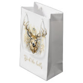 金ゴールドとダイヤモンドのキラキラ色の鹿 スモールペーパーバッグ (裏面アングル)