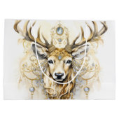 金ゴールドとダイヤモンドのキラキラ色の鹿 ラージペーパーバッグ (裏面)