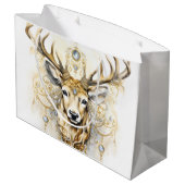 金ゴールドとダイヤモンドのキラキラ色の鹿 ラージペーパーバッグ (裏面アングル)