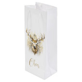 金ゴールドとダイヤモンドのキラキラ色の鹿 ワインギフトバッグ (裏面アングル)
