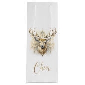 金ゴールドとダイヤモンドのキラキラ色の鹿 ワインギフトバッグ (正面)