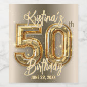 金ゴールドとダイヤモンドアクセント50誕生祝い ワインラベル (シングルラベル)