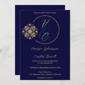 金ゴールドとダイヤモンド結婚式招待状 招待状 (正面/裏面)