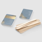 金ゴールドとダスティブルー結婚式 プログラムハンドファン ハンドファン (組立なし)