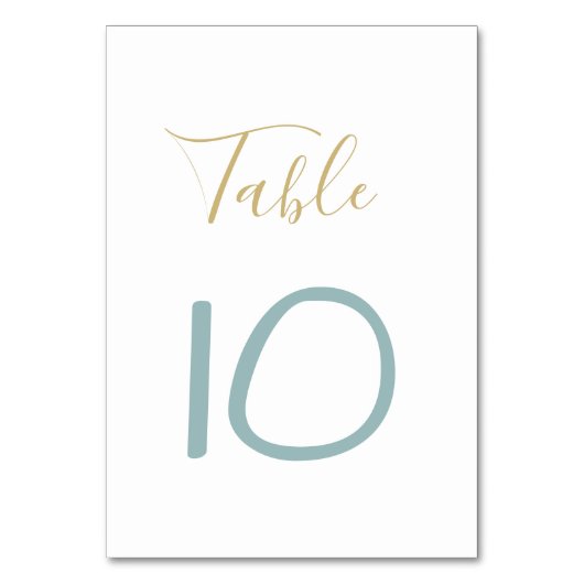 金ゴールドとダスティー結婚ブルー テーブルナンバー (正面)