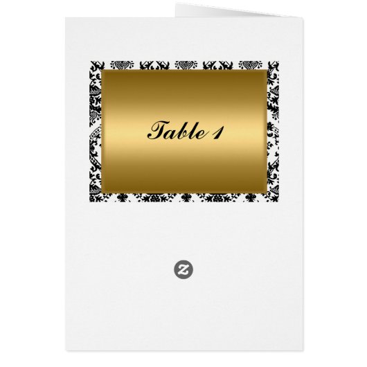 金ゴールドとダマスクのテーブルの配置とメニューカード (裏面)