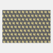 金ゴールドとダークグレーのホリデーシーズン ラッピングペーパーシート (正面3)