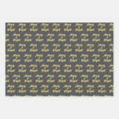 金ゴールドとダークグレーのホリデーシーズン ラッピングペーパーシート (正面2)