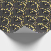 金ゴールドとダークグレーアートデコの幾何学的パターン ラッピングペーパー (角)