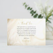 金ゴールドとダークタンフェイク大理石の渦巻きバプテスマ サンキューカード (スタンド正面)