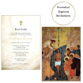 金ゴールドとダークタンフェイク大理石の渦巻きバプテスマ 招待状