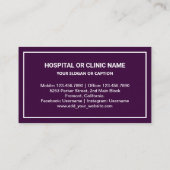 金ゴールドとダークパープル歯科クリニック歯科医 名刺 (裏面)