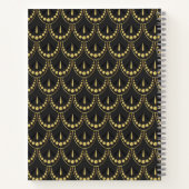 金ゴールドとダーグレイアートデコの幾何学的パターン ノートブック (裏面)