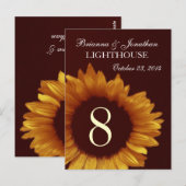 金ゴールドとチョコ結婚ヒマワリのテーブル番号 ポストカード (正面/裏面)