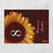 金ゴールドとチョコ結婚ヒマワリのテーブル番号 ポストカード (裏面)
