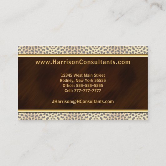 金ゴールドとチーターアニマルプリント 名刺 (裏面)