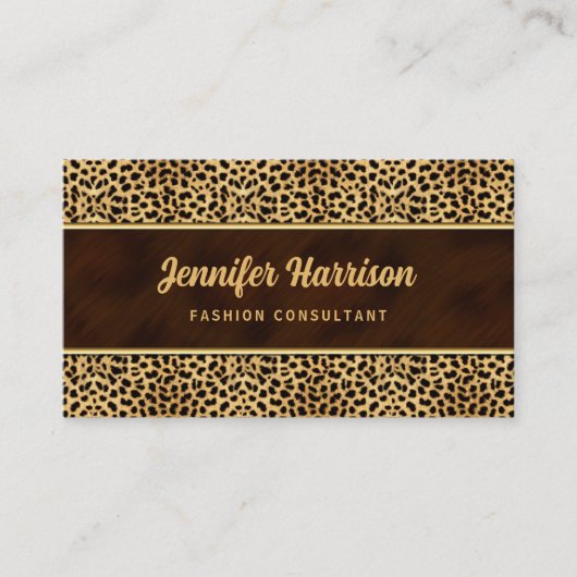 金ゴールドとチーターアニマルプリント 名刺 (正面)