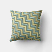 金ゴールドとティール(緑がかった色)のシェブロンパターン クッション (裏面)