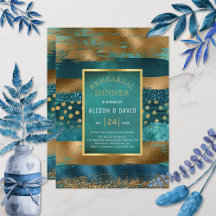 金ゴールドとティール（緑がかった色）のブ絵を描ラシストロークのリハーサル