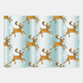 金ゴールドとティール(緑がかった色)クリスマス ラッピングペーパーシート (正面2)