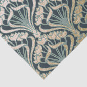 金ゴールドとティール（緑がかった色）ダマビクトリアンスク，ヴィンテージ，パターン，vin 薄葉紙 (詳細)