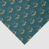 金ゴールドとティール(緑がかった色)ブルークリスマスベル 薄葉紙 (詳細)