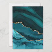 金ゴールドとティール（緑がかった色）ブルーマーブル新しいアドレス移動 案内状 (裏面)