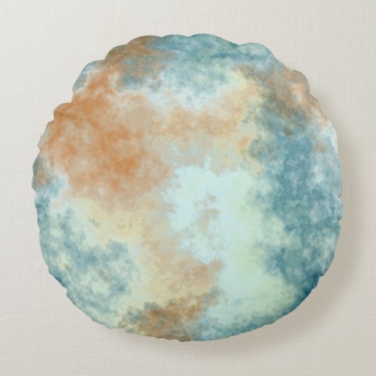 金ゴールドとティール（緑がかった色） ラウンドクッション (正面)