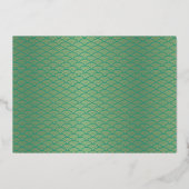 金ゴールドとティール(緑がかった色)中国のの新年のヘビ 箔シーズンカード (裏面)