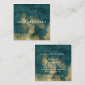 金ゴールドとティール（緑がかった色）抽象芸術美しいスタイリスト スクエア名刺 (正面/裏面)