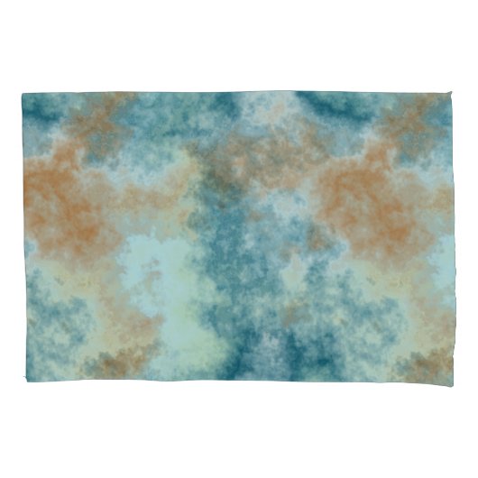 金ゴールドとティール(緑がかった色) 枕カバー (正面)