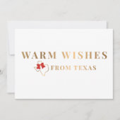 金ゴールドとテキサス州からの赤い暖かい願い シーズンカード (正面)