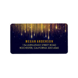 金ゴールドとネイビーのストリングライトグリッター結婚 ラベル