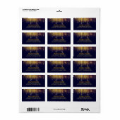 金ゴールドとネイビーのストリングライトグリッター結婚 ラベル (フルシート)