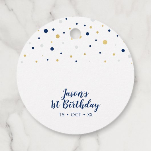 金ゴールドとネイビーバルーン |パーティーありがとうメッセージカード フェイバータグ (裏面)