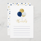 金ゴールドとネイビーバルーン |パーティー感謝状 サンキューカード (正面/裏面)