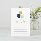 金ゴールドとネイビーバルーン |パーティー感謝状 サンキューカード (スタンド正面)
