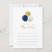 金ゴールドとネイビーバルーン |パーティー感謝状 サンキューカード (正面)