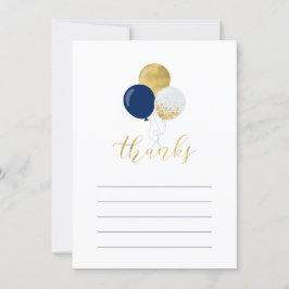 金ゴールドとネイビーバルーン |パーティー感謝状 サンキューカード