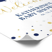 金ゴールドとネイビーバルーン |男の子のシャワーへようこそ ポスター (角)